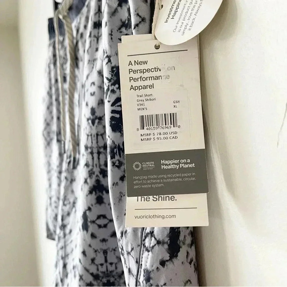 Vuori Men’s Trail 7” Short Size XL NWT Grey Shibori - Picture 6 of 8